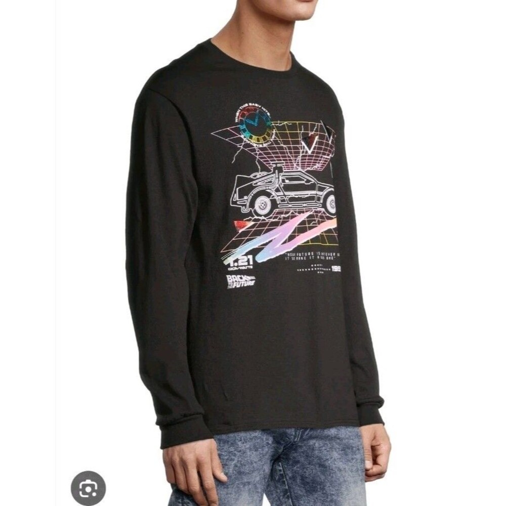 Back to the Future Iridescent Men's and Big Men's Graphic T-Shirt Size L Black